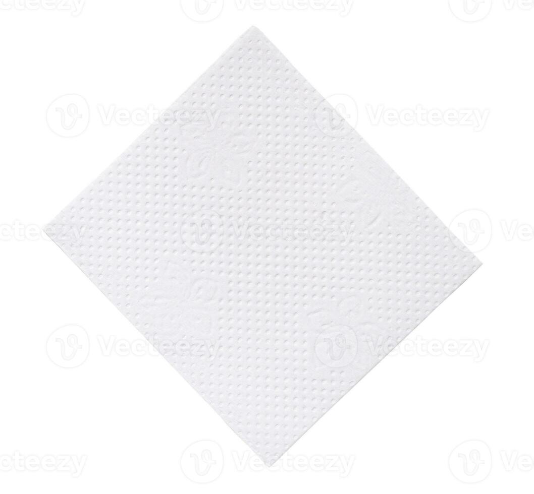 Top view of folded white tissue paper or napkin isolated on white background with clipping path photo