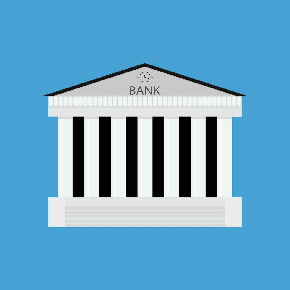 Bank buildiing isolated. Architecture bank, financial institution, architectural classical exterior. Vector illustration