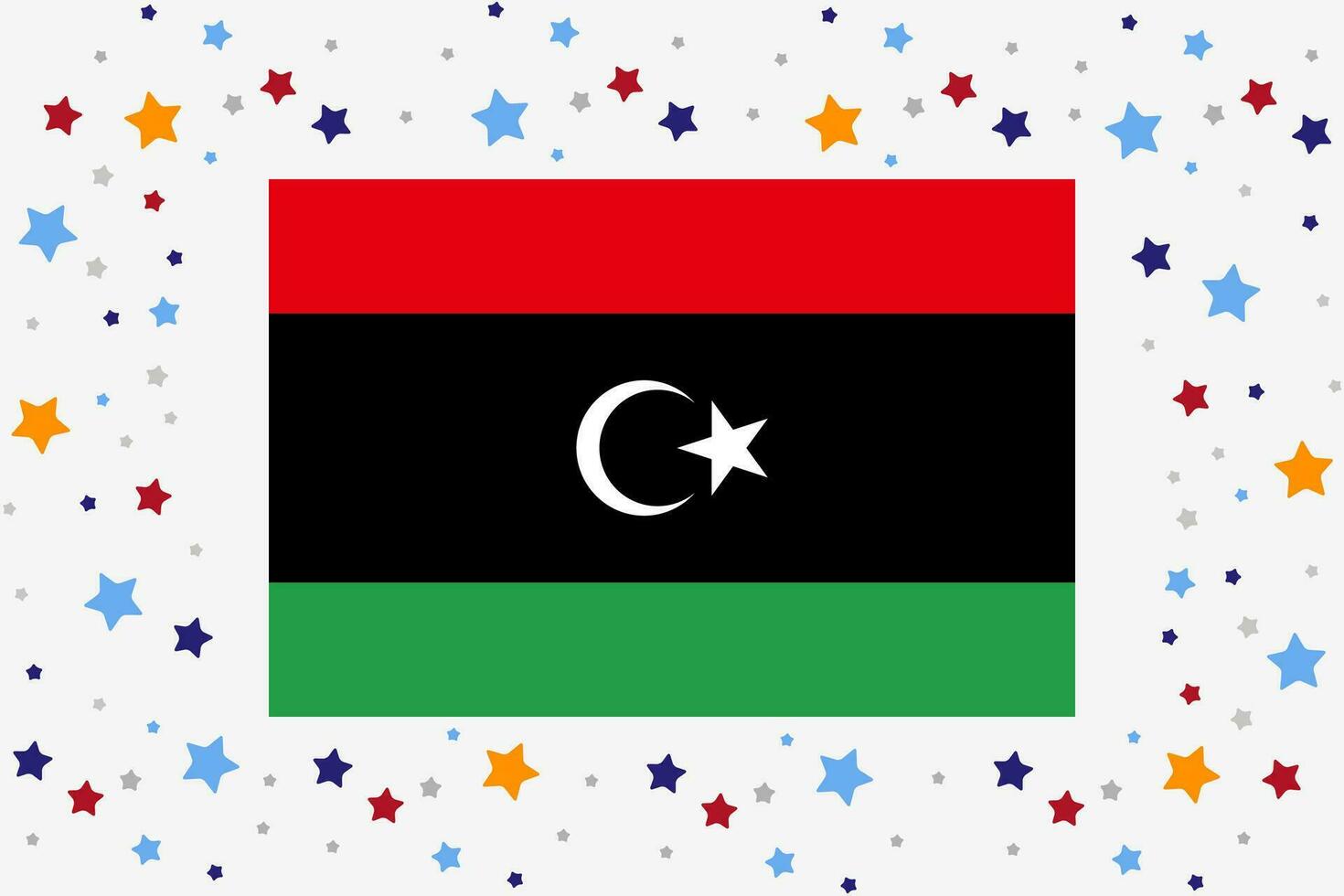 Libya Flag Independence Day Celebration With Stars vector
