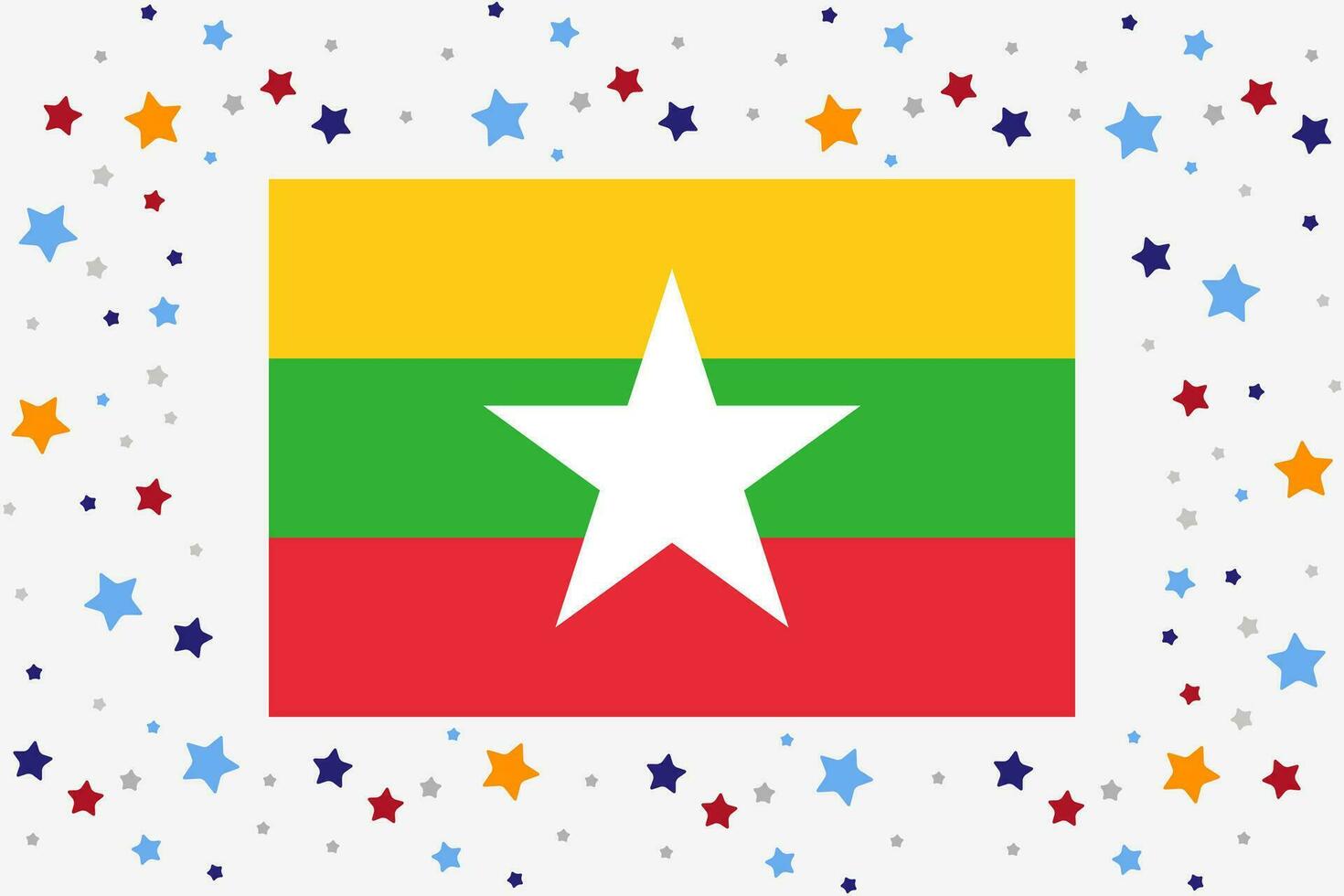 Myanmar Flag Independence Day Celebration With Stars vector