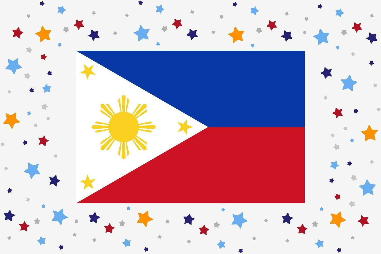 Filipinas bandera independencia día celebracion con estrellas vector