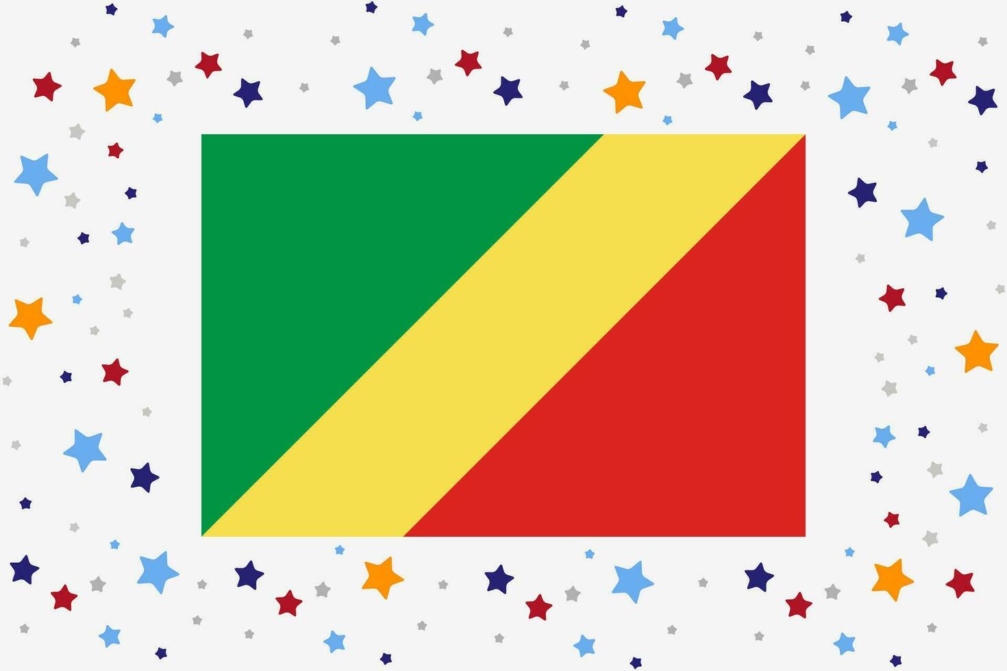 Republic of the Congo Flag Independence Day Celebration With Stars vector