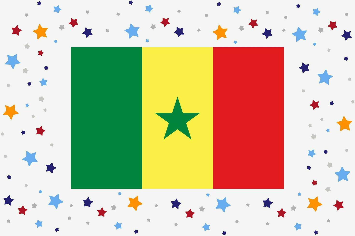 Senegal bandera independencia día celebracion con estrellas vector