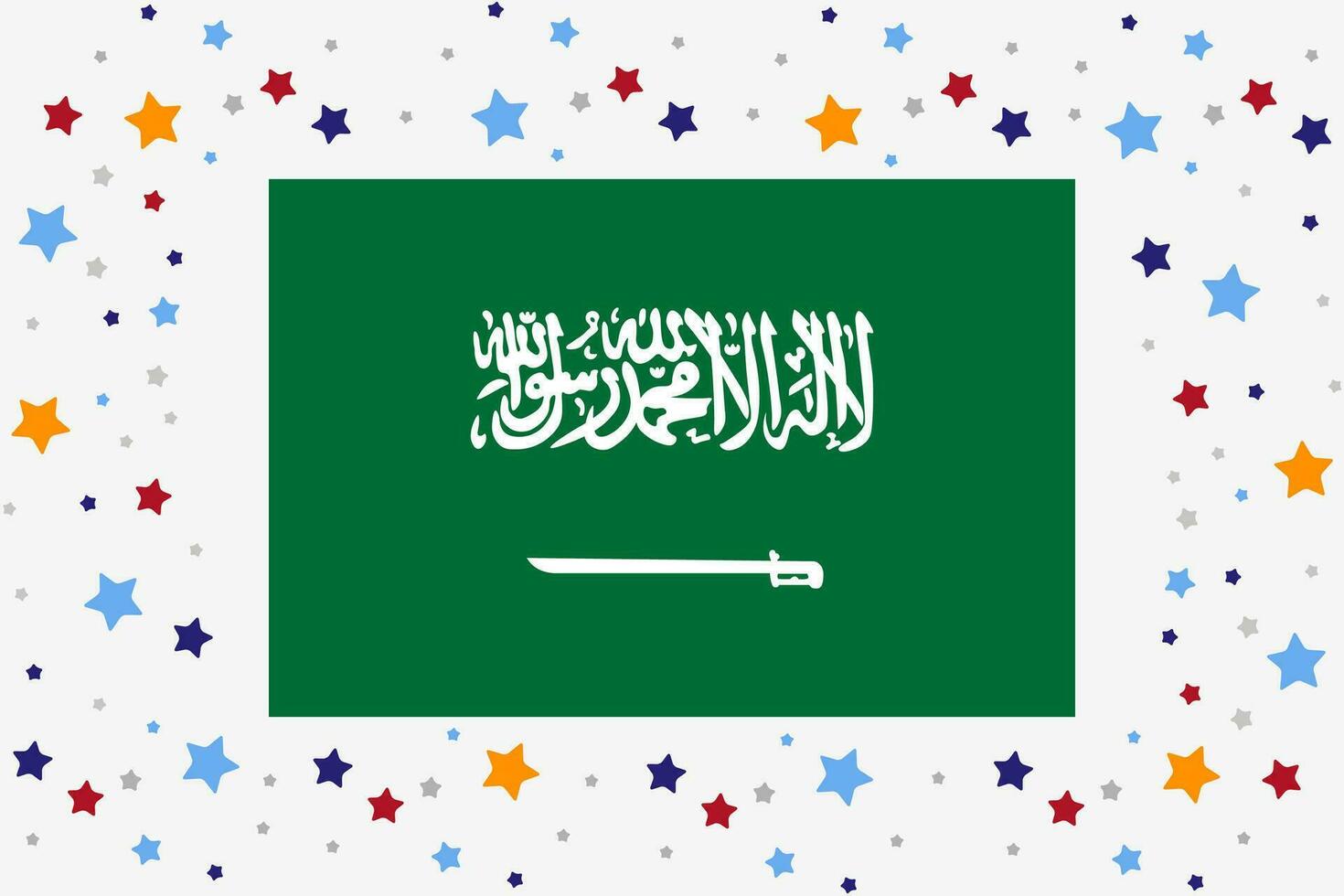 Saudi Arabia Flag Independence Day Celebration With Stars vector