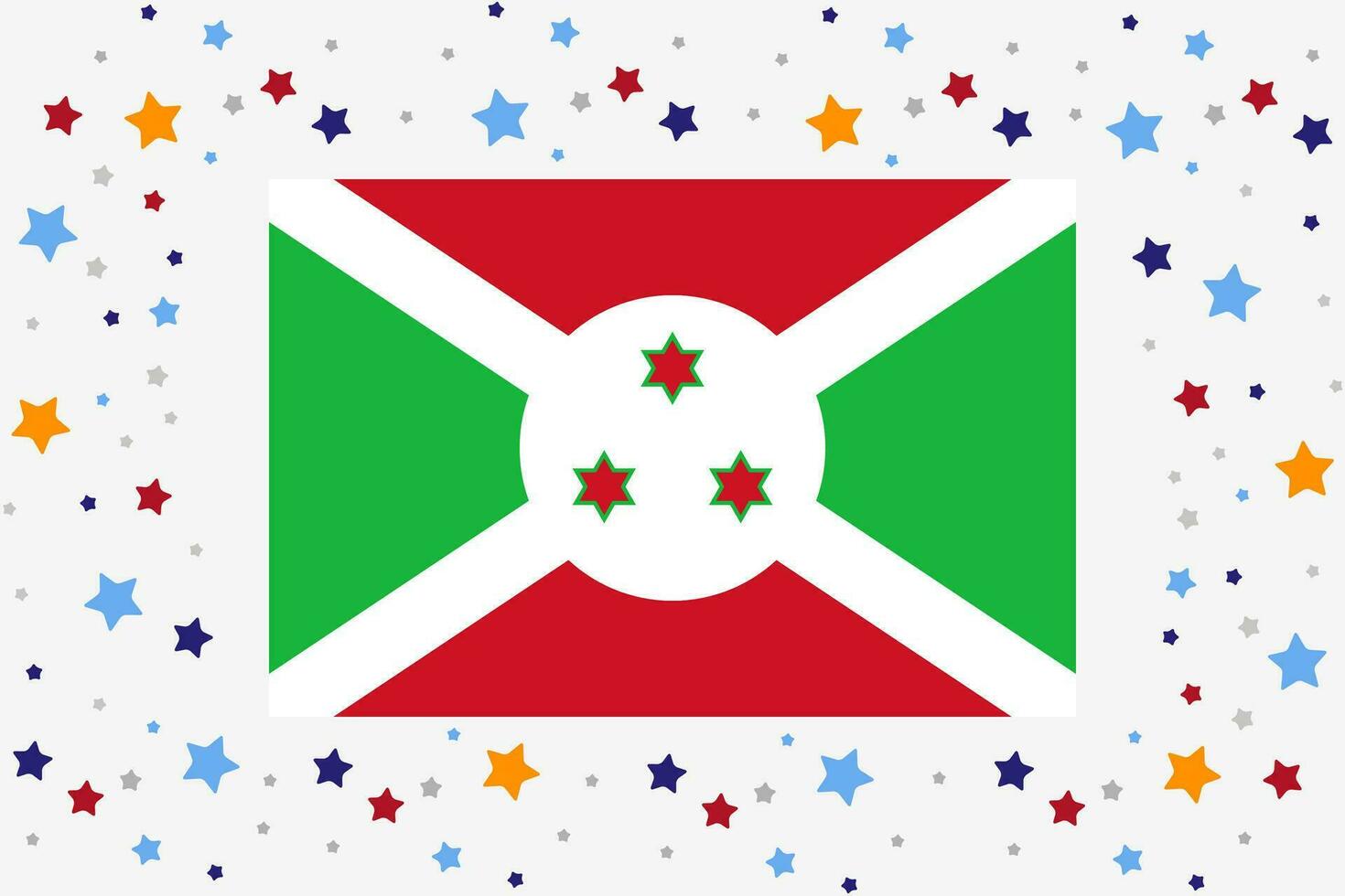 Burundi bandera independencia día celebracion con estrellas vector