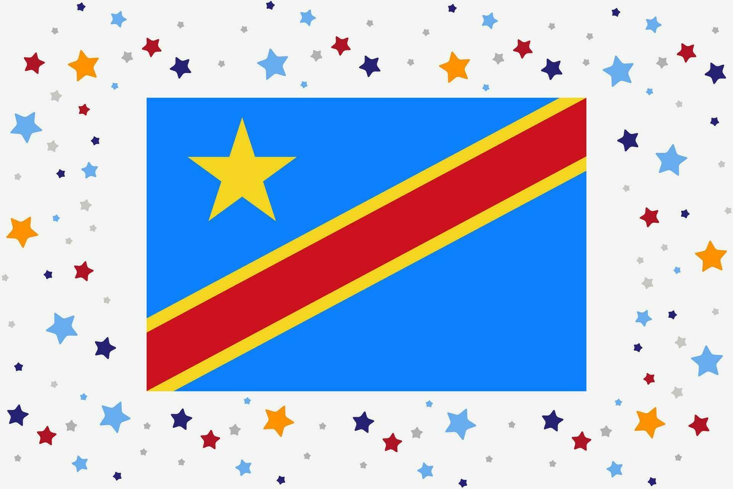 Democratic Republic of the Congo Flag Independence Day Celebration With Stars vector