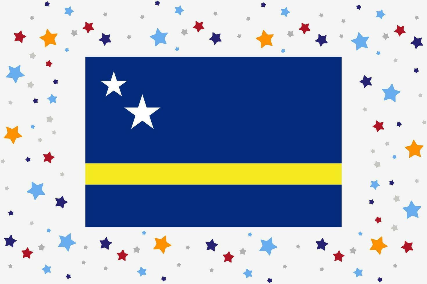 Curacao Island Flag Independence Day Celebration With Stars vector