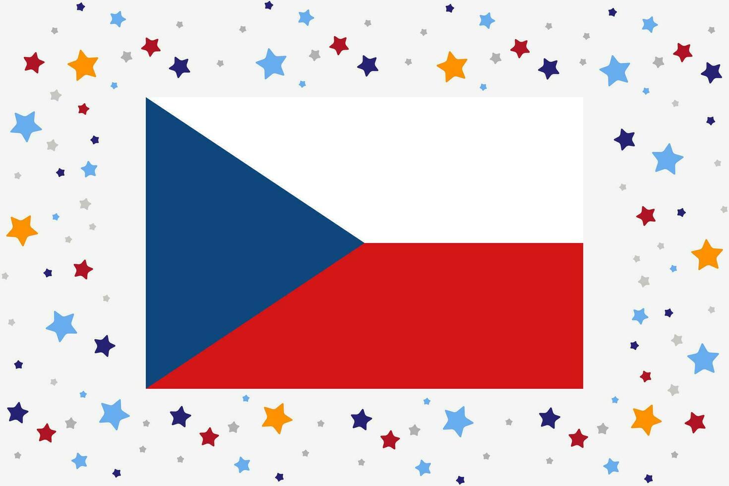 Czech Republic Flag Independence Day Celebration With Stars vector