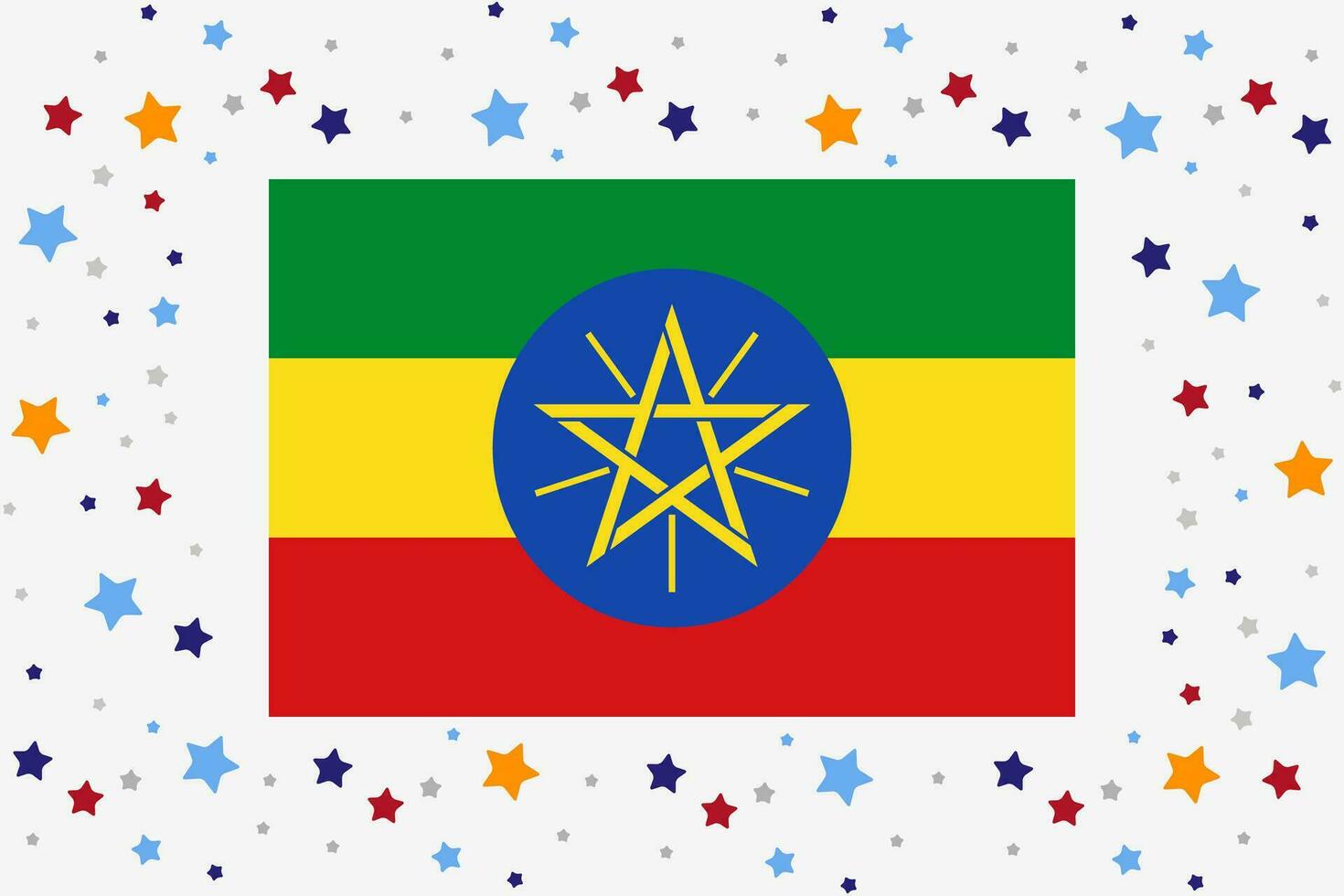 Ethiopia Flag Independence Day Celebration With Stars vector