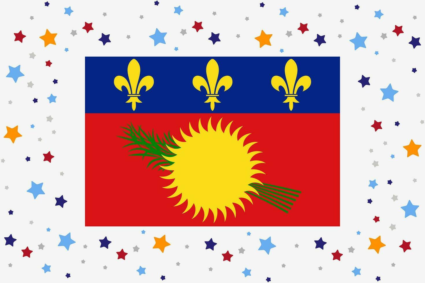 Guadeloupe Flag Independence Day Celebration With Stars vector
