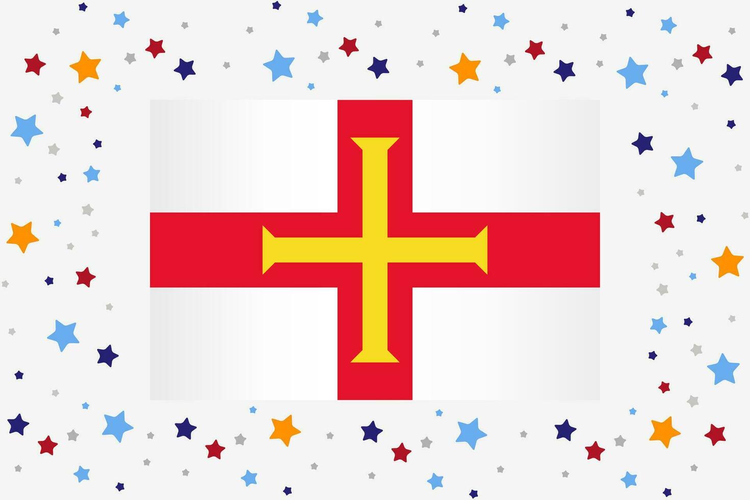 Guernsey Flag Independence Day Celebration With Stars vector