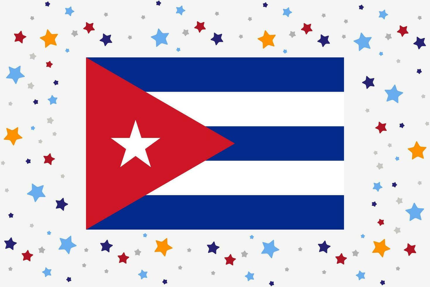 Cuba Flag Independence Day Celebration With Stars vector