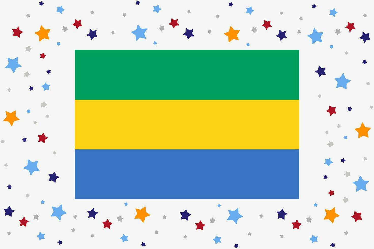 Gabon Flag Independence Day Celebration With Stars vector