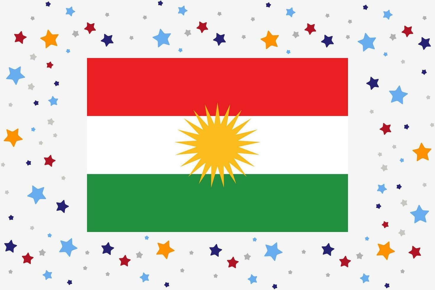 iraquí Kurdistán bandera independencia día celebracion con estrellas vector