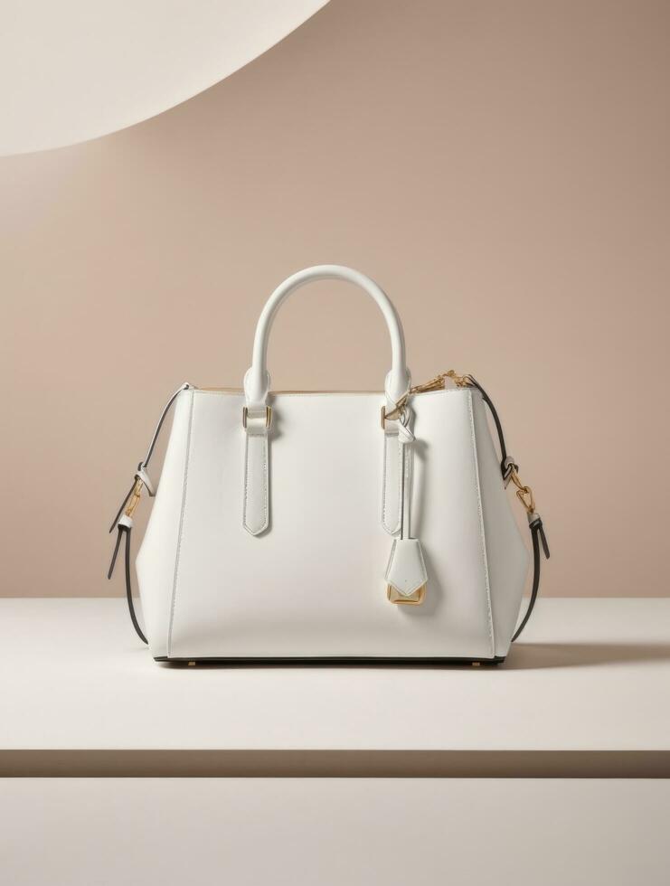 AI generated photo of a yellow handbag standing on a light background