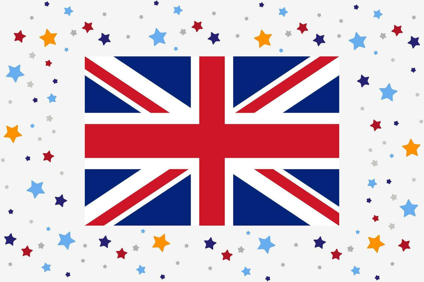 unido Reino bandera independencia día celebracion con estrellas vector