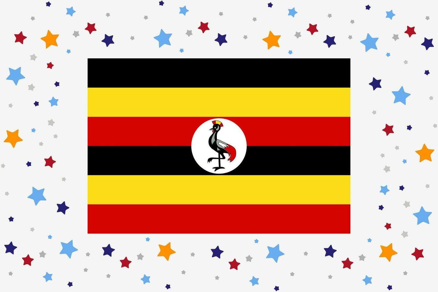 Uganda bandera independencia día celebracion con estrellas vector