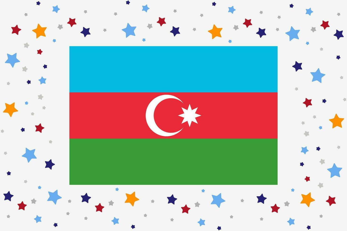 azerbaiyán bandera independencia día celebracion con estrellas vector