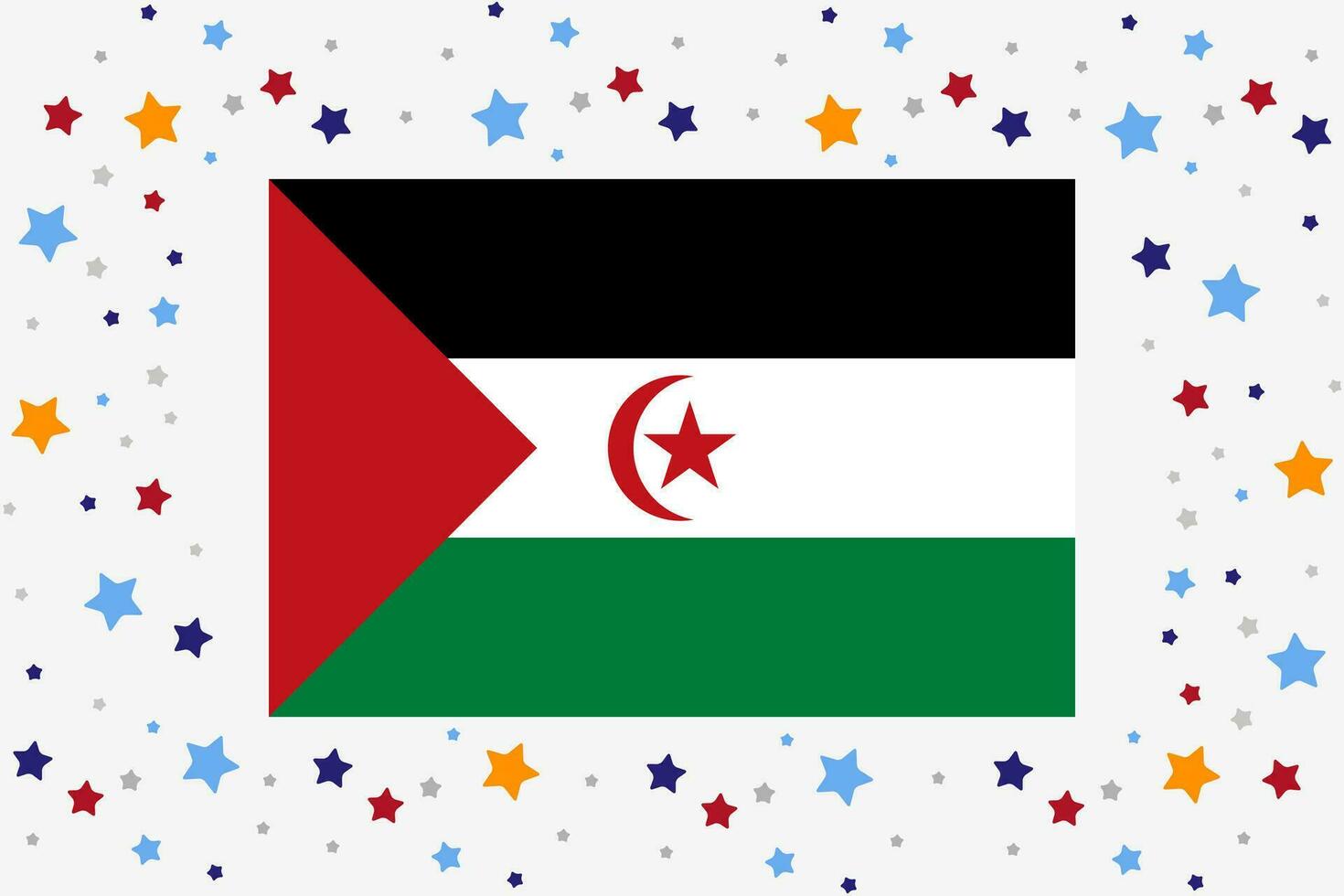 Western Sahara Flag Independence Day Celebration With Stars vector