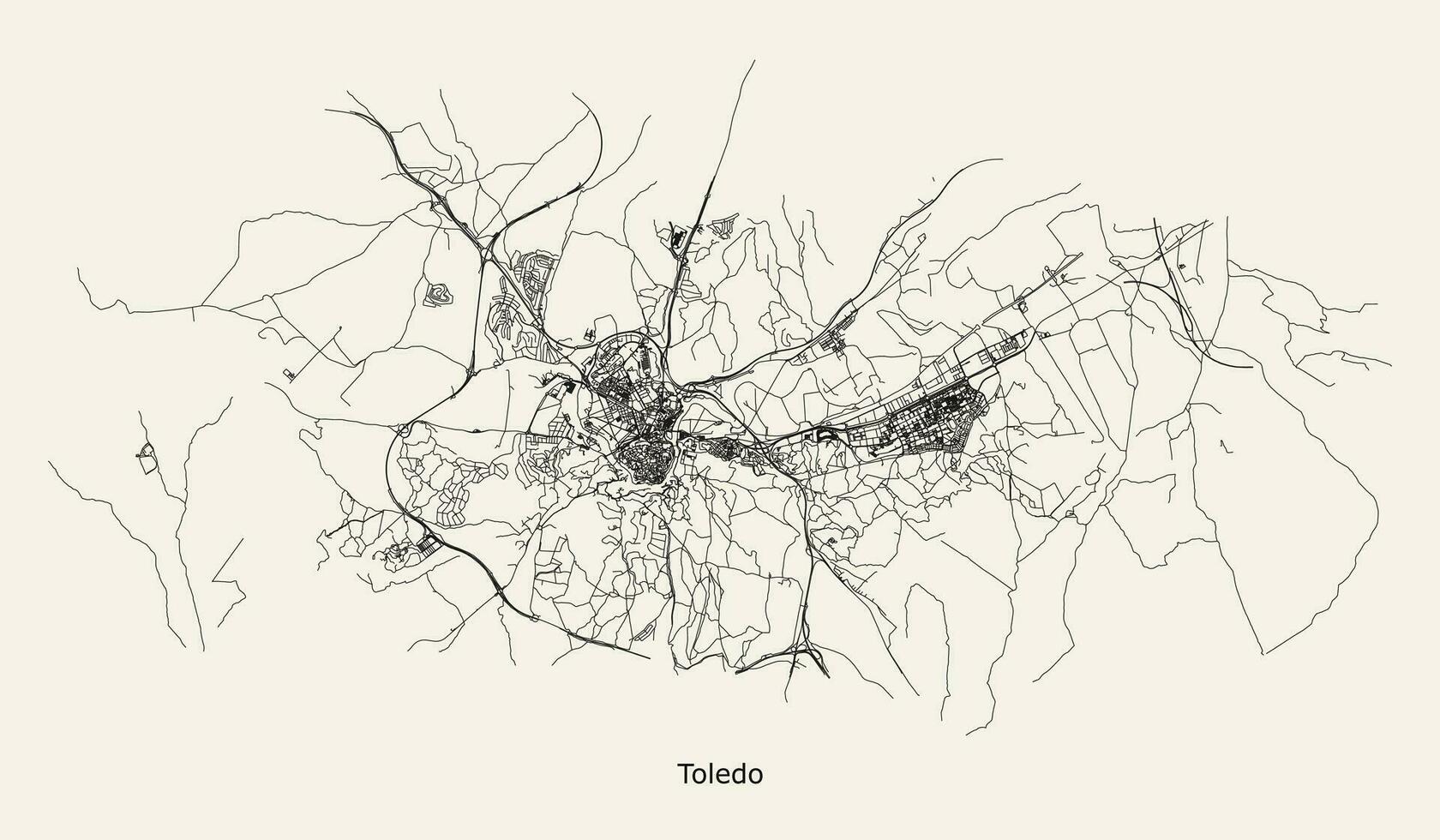 Vector city road map of Toledo, Spain