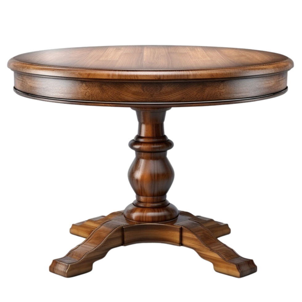 ai gegenereerd ronde houten wijnoogst tafel klem kunst png