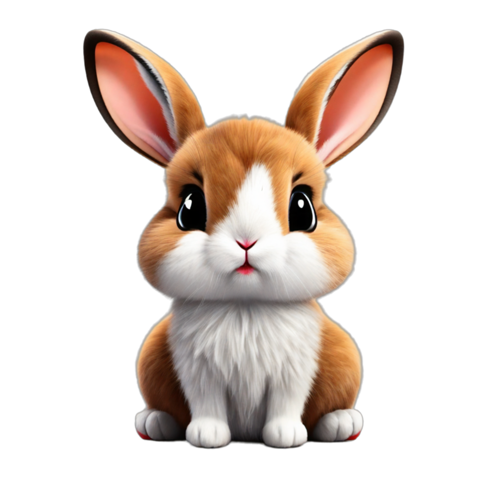 AI generated abstract 3d rendered cute rabbit cartoon characters isolated on transparent background PNG AI Generative