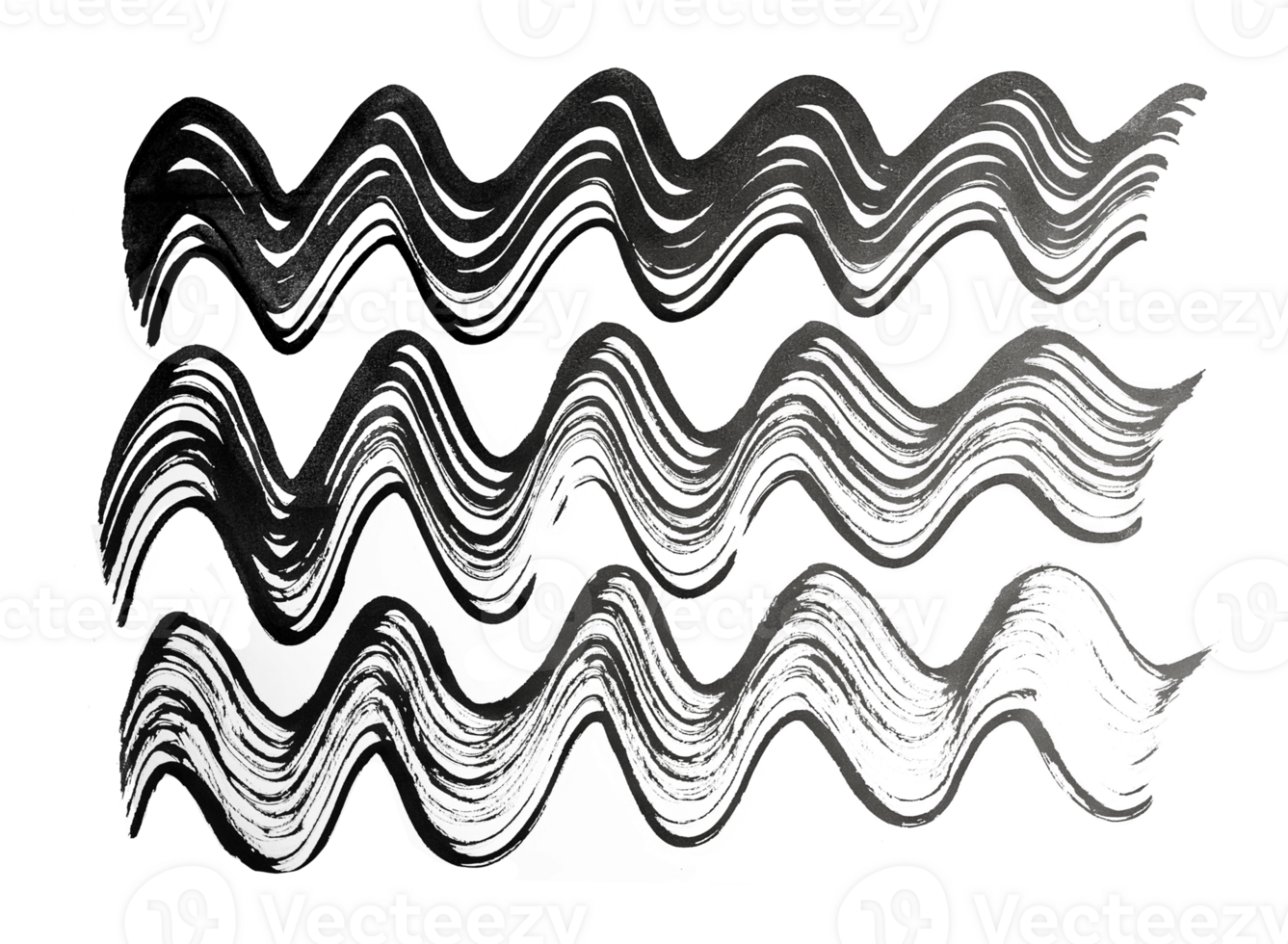 Black abstract wave texture brush stroke and splashes of paint on paper. Grunge art calligraphy transparent background png