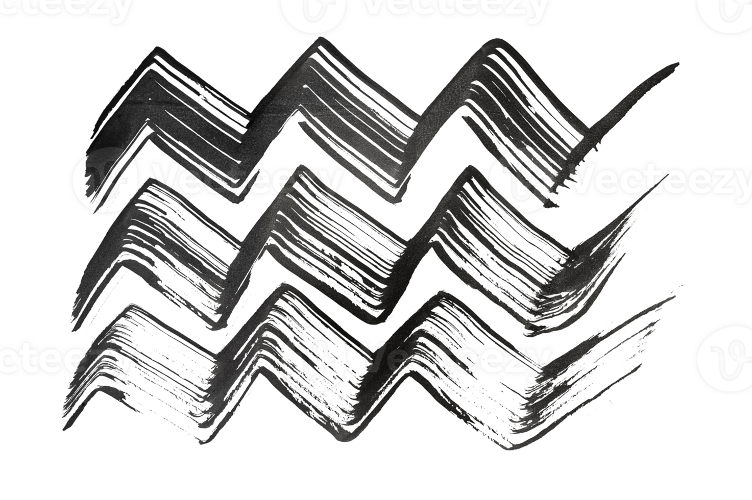 Black abstract wave texture brush stroke and splashes of paint on paper. Grunge art calligraphy transparent background png