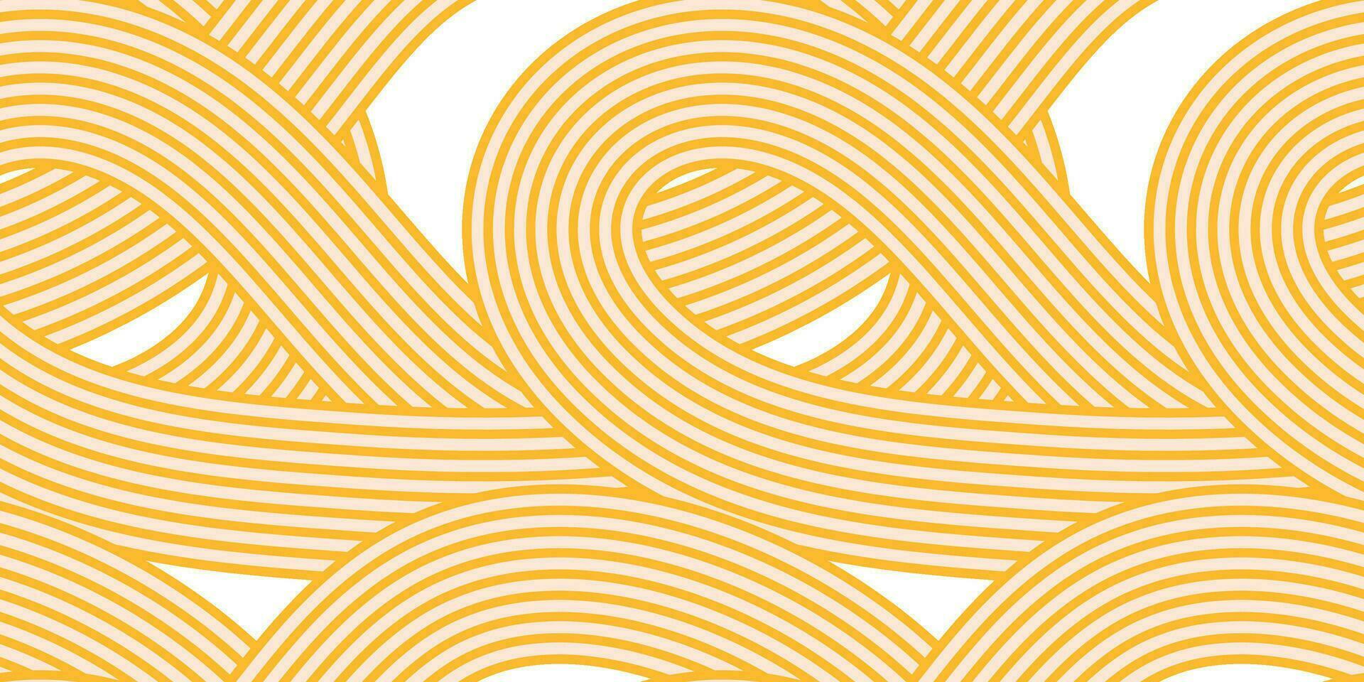 Noodle ramen asian seamless pattern. Repeated background with bold yellow waves lines. Italian pasta texture. vector