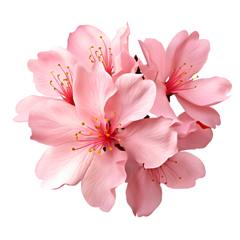 ai gerado lindo ramo do sakura flor, cereja Flor isolado em uma transparente fundo. png