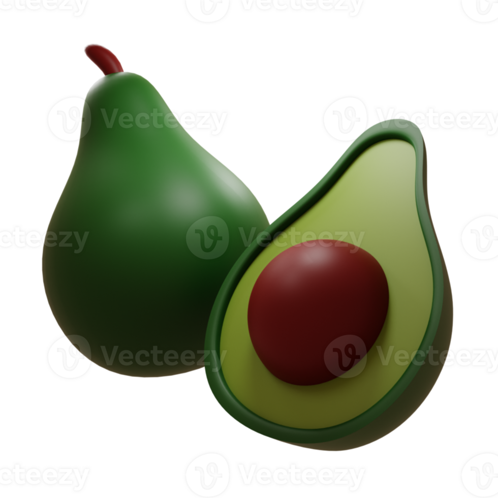 3D avocado illustration png