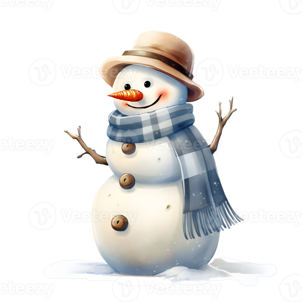 AI generated 3d rendering of a cute litte snowman, ai generations png