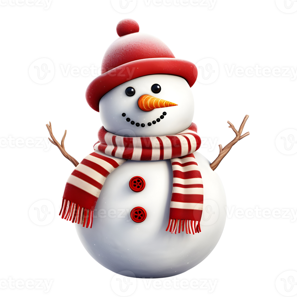 AI generated 3d rendering of a cute litte snowman, ai generations png
