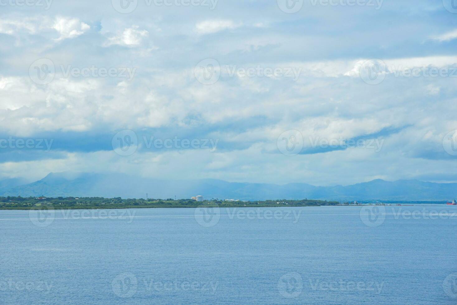 View to the sea and  Island Fiji, a country in the South Pacific, Dramatic sky and clouds photo
