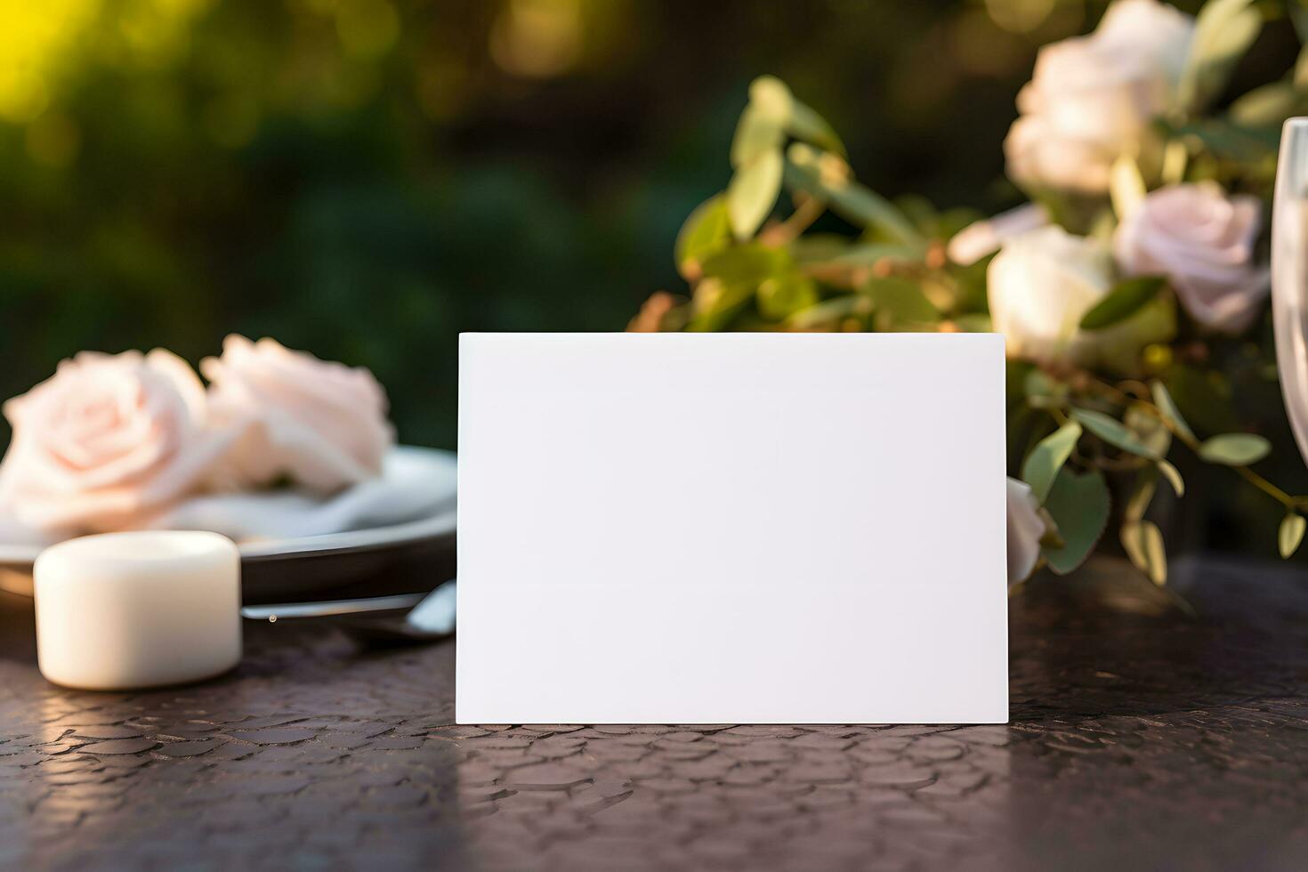 AI generated Mockup white blank space card for wedding photo