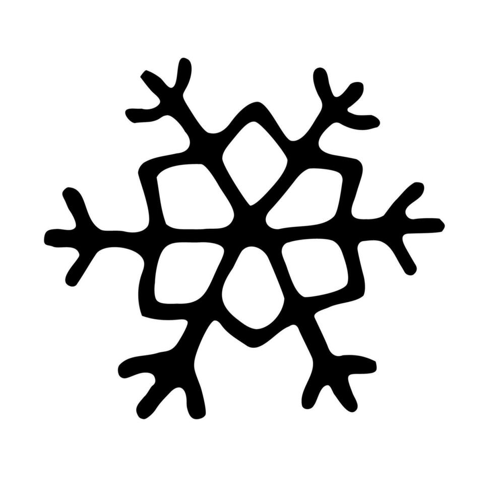 Doodle Christmas snowflake isolated on white. Hand drawn vector illustration. EPS10