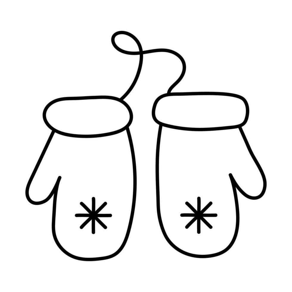 Hand-painted winter mittens isolated on a white background. Icon of red mittens, symbol of winter, Christmas holidays and the new year. Vector illustration in doodle style.