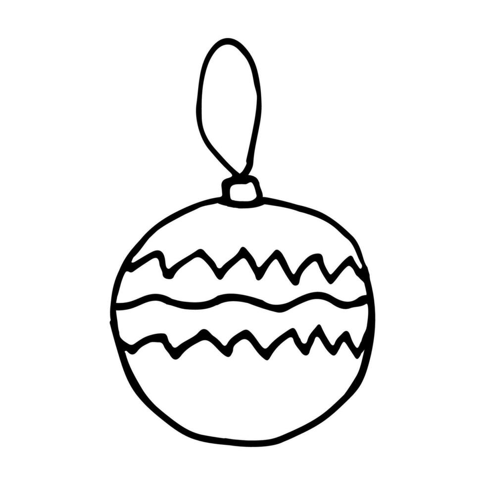 Toy for Christmas tree decorations. New Year balls. Vector illustration in doodle style isolated on white background.
