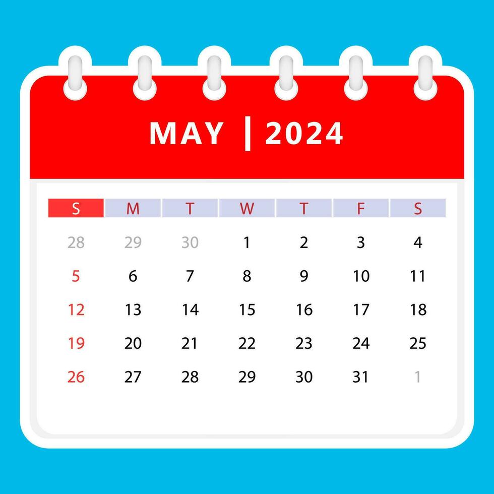 May 2024 calendar. Sunday start. Vector design 34970071 Vector Art at