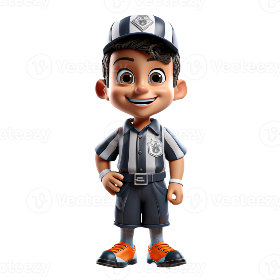 AI generated 3d character of an american referee on isolated transparent background png, generated with AI png