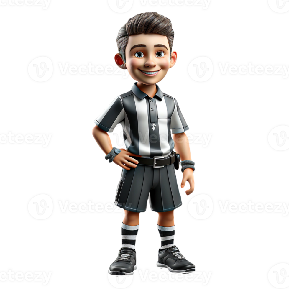 AI generated 3d character of an american referee on isolated transparent background png, generated with AI png