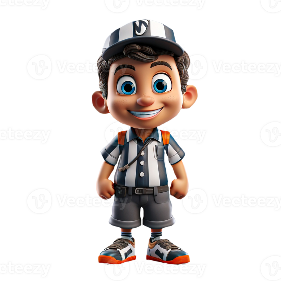 AI generated 3d character of an american referee on isolated transparent background png, generated with AI png
