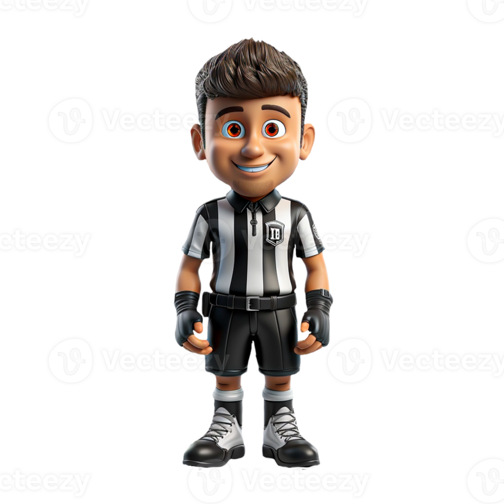 AI generated 3d character of an american referee on isolated transparent background png, generated with AI png