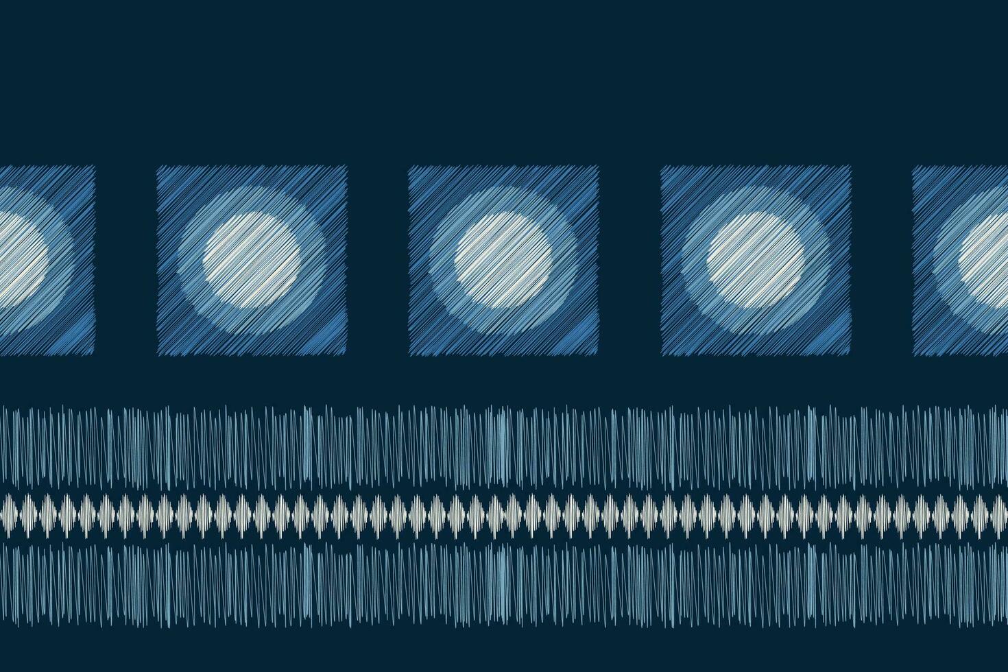 Ethnic Ikat fabric pattern geometric style.African Ikat embroidery Ethnic oriental pattern blue background. Abstract,vector,illustration.Texture,clothing,frame,decoration,carpet,motif. vector