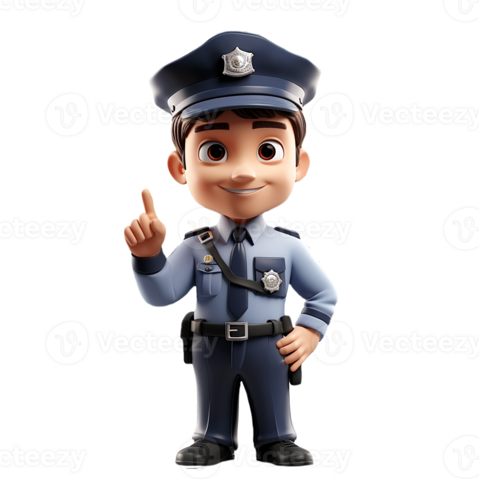 3d young police isolated on isolated transparent background png. Generated with Ai png