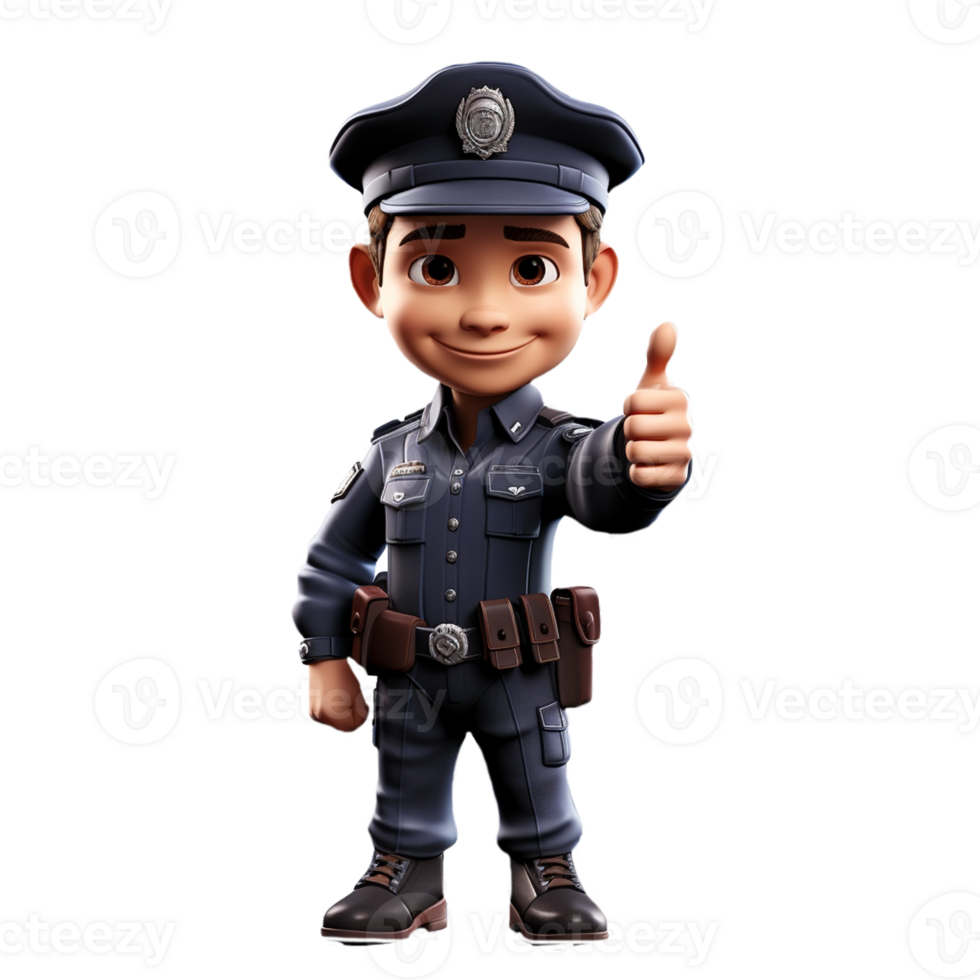 3d young police isolated on isolated transparent background png. Generated with Ai png