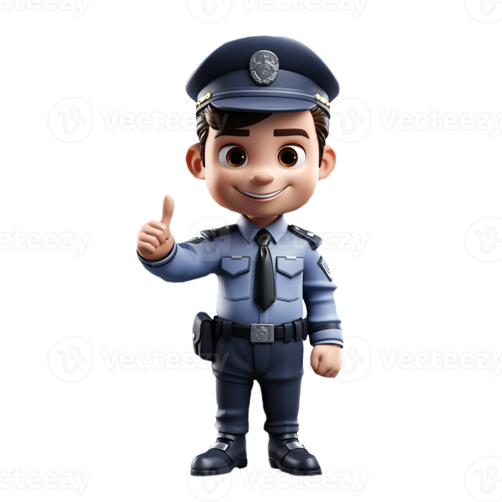 3d young police isolated on isolated transparent background png. Generated with Ai png