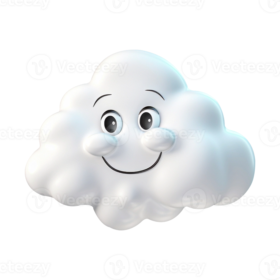 AI generated 3d cloud computing concept on isolated transparent background png. generated with AI png