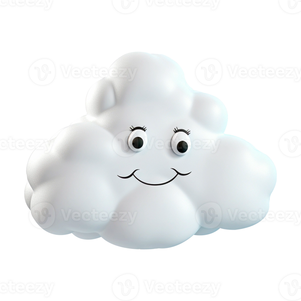 AI generated 3d cloud computing concept on isolated transparent background png. generated with AI png
