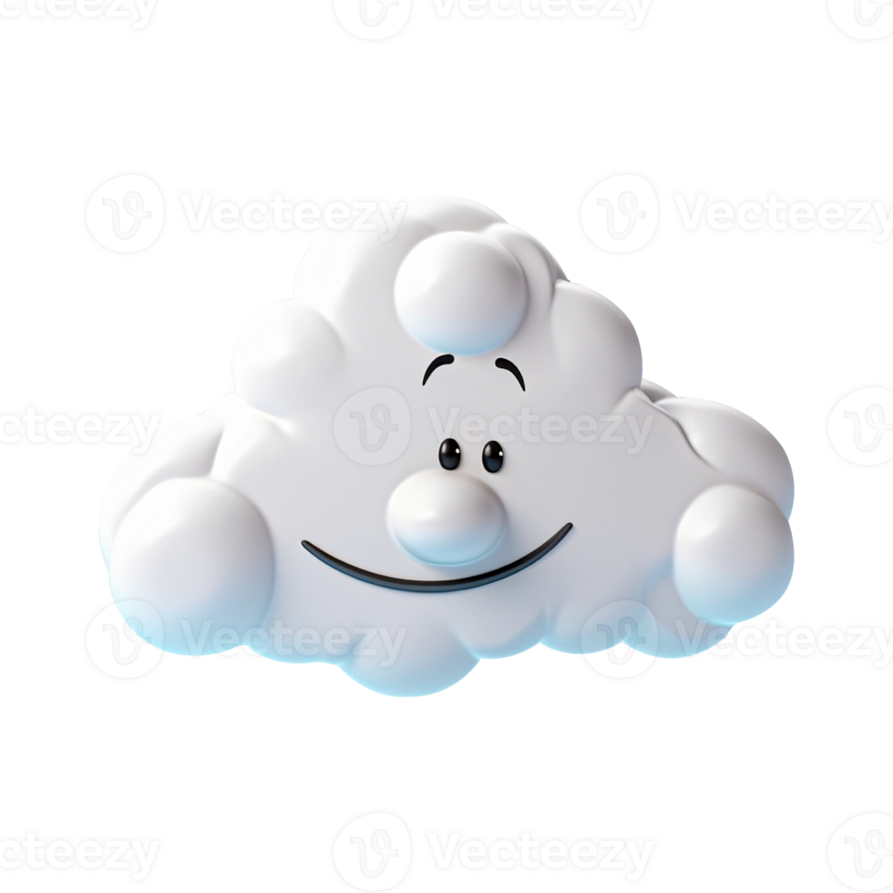AI generated 3d cloud computing concept on isolated transparent background png. generated with AI png